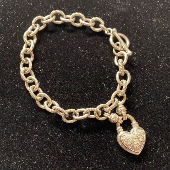 Sterling & Diamond Heart Charm - Picture 1 of 4